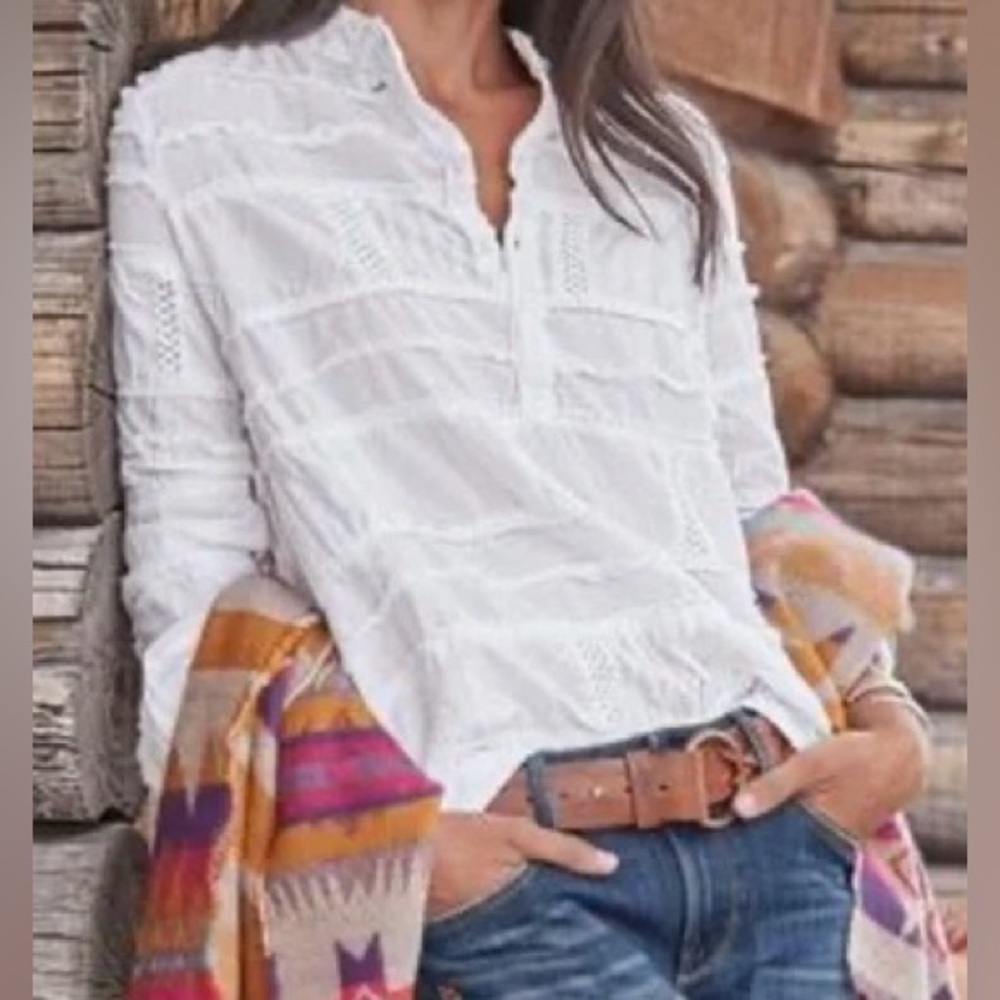 Sundance Blue Textured Dylan Long Sleeve Blouse - Size XL